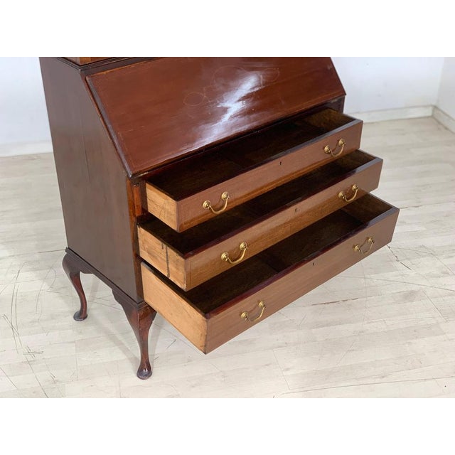 Wood Antique Mahogany Display Cabinet with Secretary, 1880 For Sale - Image 7 of 12