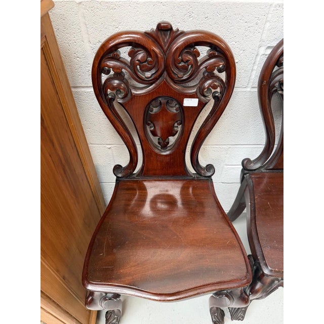 Antique Mahogany Hall Chairs, 1890s, Set of 2 For Sale - Image 6 of 13