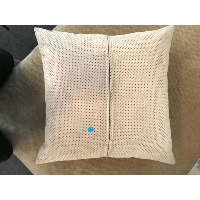 Baroque Perforated Ultra Suede Sand and Black Embroidered Decorative Pillow For Sale - Image 3 of 7