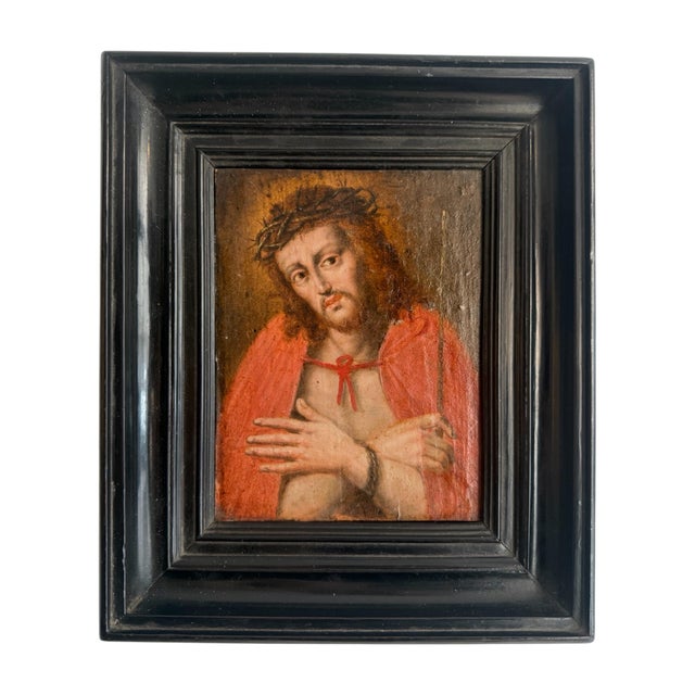 Oil painting on panel from the early 18th century depicting the Ecce Homo. Italy. The Ecce Homo ("Behold the Man") depicts...
