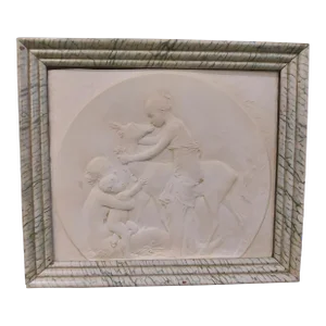 1886 Victor Peter Signed Neoclassical Pottery Hand Painted Plaque