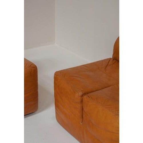 Ipercubo Lounge Chairs in Cognac Leather by Jonathan De Pas, Italy, 1970s, Set of 3 For Sale - Image 12 of 15