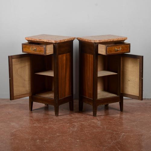 Vintage Bedside Tables with Red Marble Tops, 20th Century, Set of 2 For Sale - Image 3 of 18