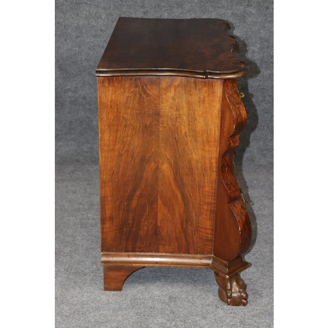 Vintage English Burled Wood Ball & Claw Foot 3 Drawer Commode C. 1950's For Sale In Philadelphia - Image 6 of 13