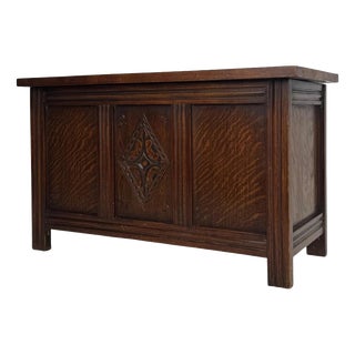Antique English Edwardian Oak Blanket Box For Sale
