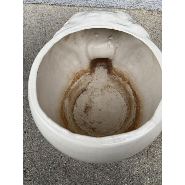 1970s Pair Vintage Ceramic Roaring Tiger Bear Head Planters MCM Hollywood Regency For Sale - Image 5 of 15