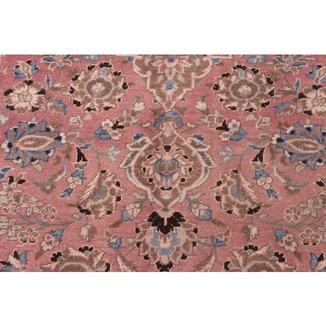 Boho Chic Persian Kashan Pink/Brown Wool Rug - 8'0'' X 11'6'' For Sale - Image 4 of 10