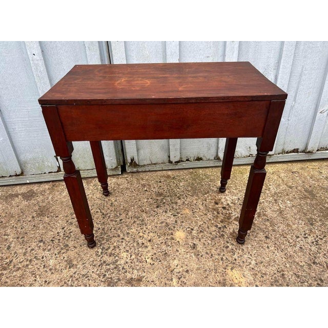 Wood Antique Early American Empire Style Single Drawer Work Table. Side Table For Sale - Image 7 of 11