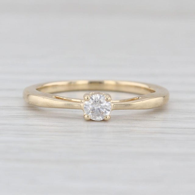 Metal 0.16ctw Diamond Solitaire Engagement Ring 14k Yellow Gold Size 6.25 Promise For Sale - Image 7 of 8