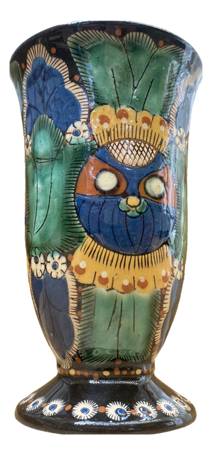 Vase in Glazed and Enameled Terracotta with Chrutmuster from Thun, Switzerland, 1890s