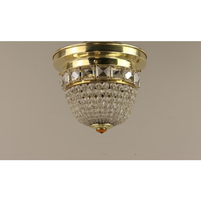 Art Deco Brass Ceiling Light with Faceted Crystal Glass Beads, Austria, 1920s For Sale - Image 9 of 9