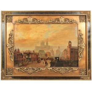 1900s Oil on Canvas "City View"
