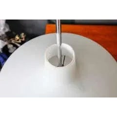 Mid-Century Modern Scandinavian Saturn Opaline Glass Pendant For Sale - Image 3 of 6