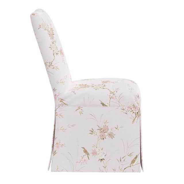 Transitional Rachel Ashwell x Cloth & Co Slipcover Dining Chair in Pink Bird Chinoiserie For Sale - Image 3 of 7