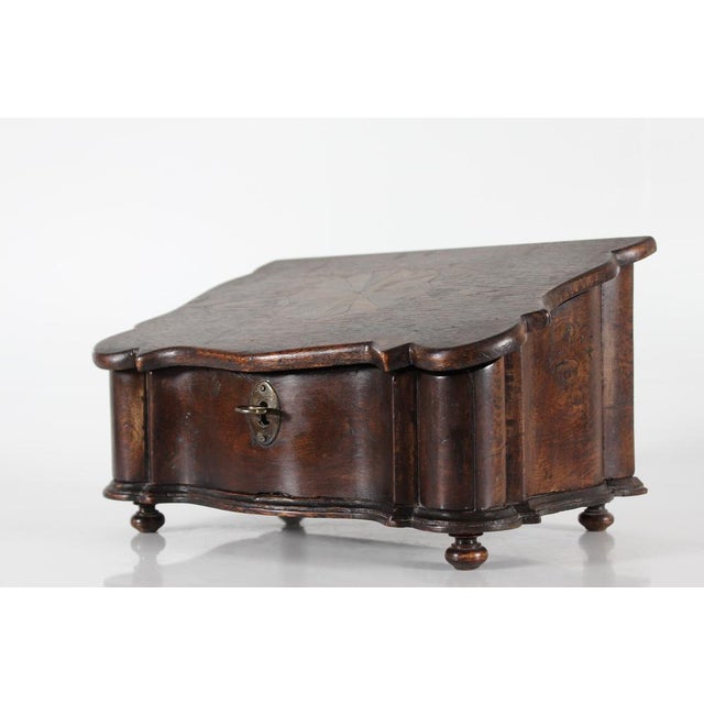 Brown Antique Mid 19th Century Scandinavian Baroque Oak Sewing Box For Sale - Image 8 of 14