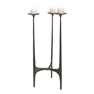 32-Inch Tall Bronze Brutalist Candle Holder, Mid-20th Century For Sale