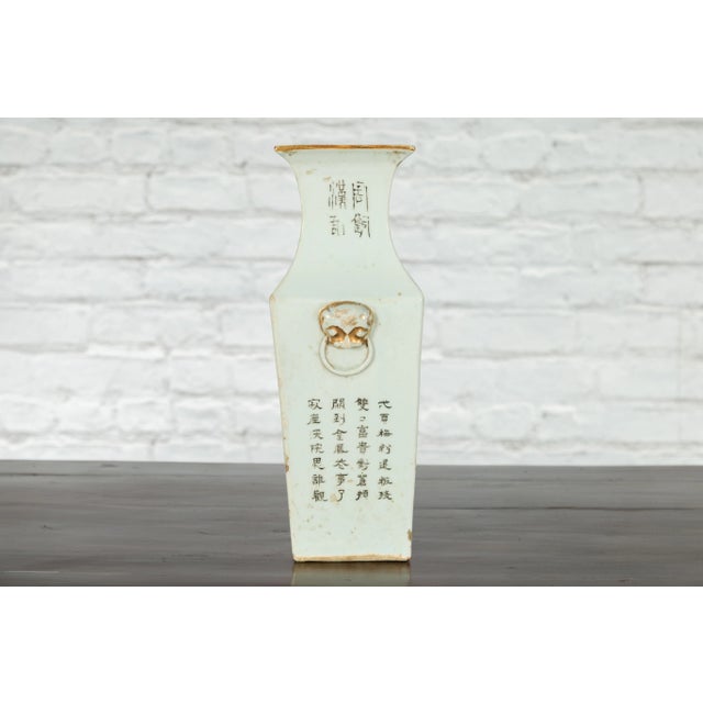 19th Century Chinese Qing Hand-Painted Flower & Bird Altar Vase For Sale - Image 9 of 13