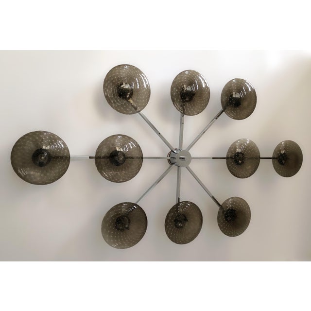 Italian 21st Century Dieci Polished Chrome Smoky Bubbles Murano Flush Mount by Fabio LTD For Sale - Image 3 of 6