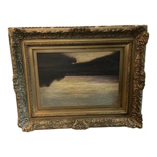 Antique Tonalist Landscape Oil Painting in Ornate Guilt Frame For Sale