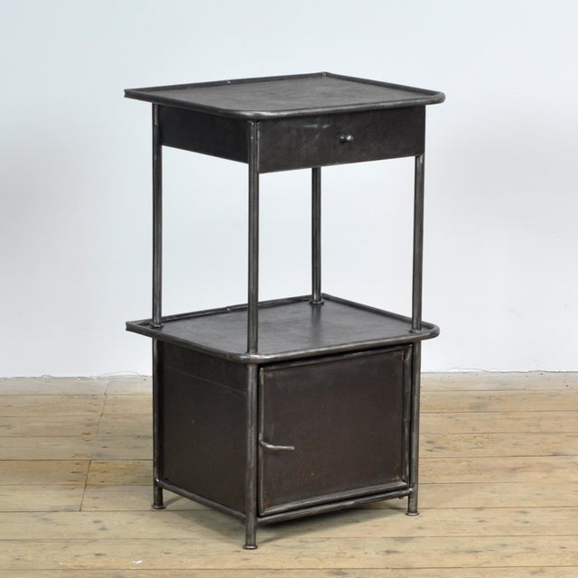 Industrial Vintage Iron Bedside Table, 1910s For Sale - Image 3 of 12