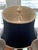 Eclectic Porcelain elephant lamp from Italy. Features black linen shade with gold trim and light tan lining. Listed height...