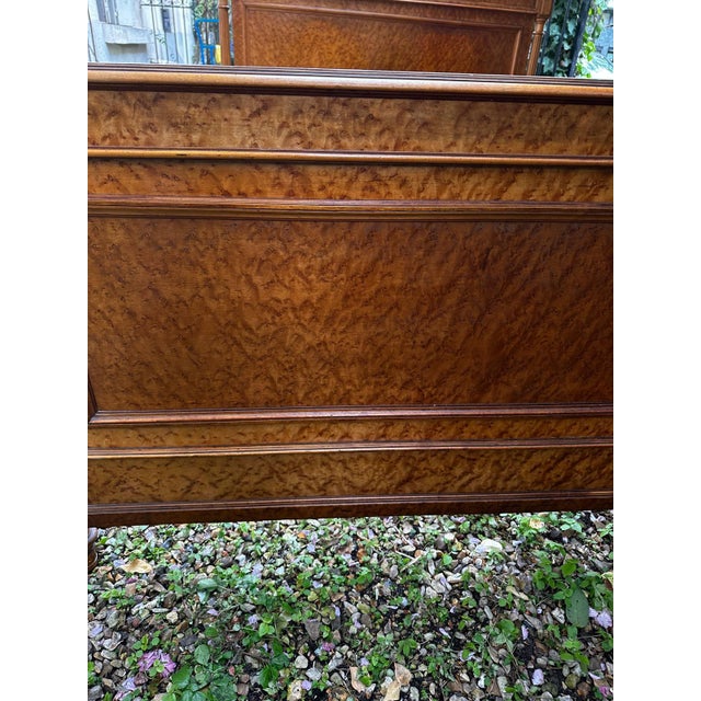 Wood Louis Philippe Style Bed in Burr Wood, 1800s For Sale - Image 7 of 18