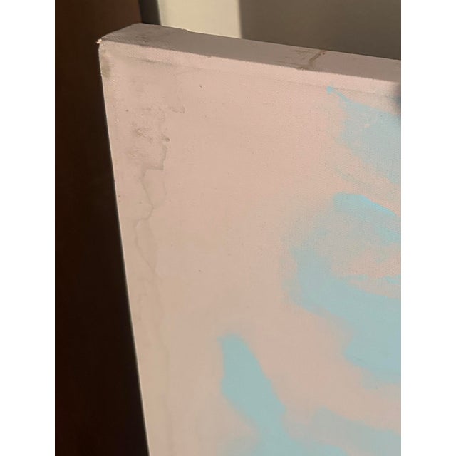 Abstract Late 20th Century Extra Large Peach and Blue Abstract Painting on Canvas For Sale - Image 3 of 7