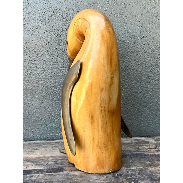Vintage Carved Wood and Brass Penguin For Sale - Image 11 of 12