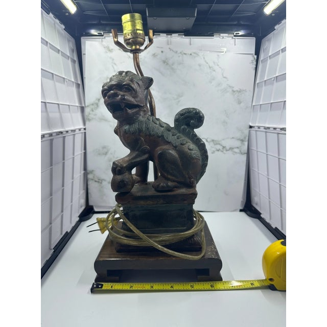 Vintage Frederick Cooper Cast Iron Foo Dog Table Lamp For Sale In Washington DC - Image 6 of 7