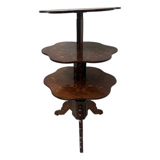 Antique Mute Serving Table with Three Marquetry Trays, 1800s For Sale