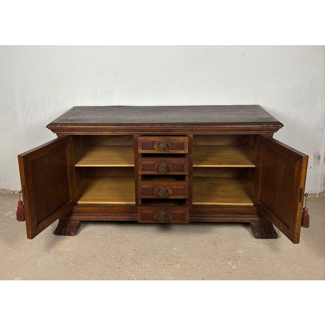 20th Century Spanish Renaissance Style Oak Low Sideboard For Sale - Image 10 of 13