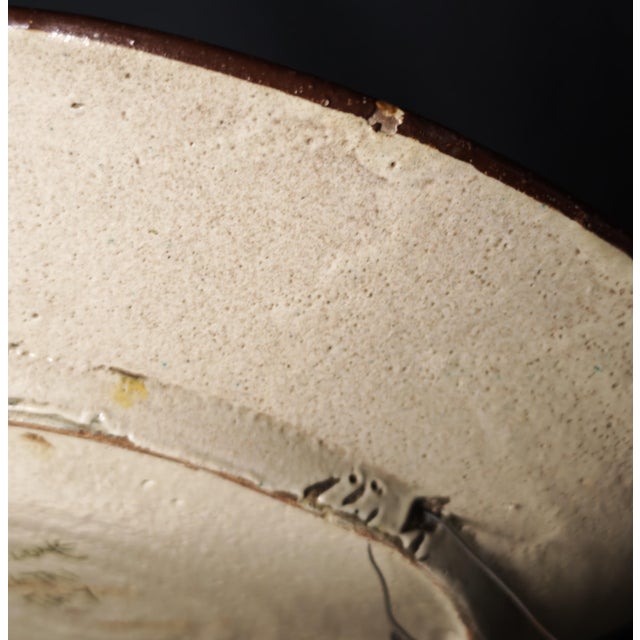 Teal Ceramic Majolica Plate with Painted Landscape from Avallone Vietri, 1950s For Sale - Image 8 of 11