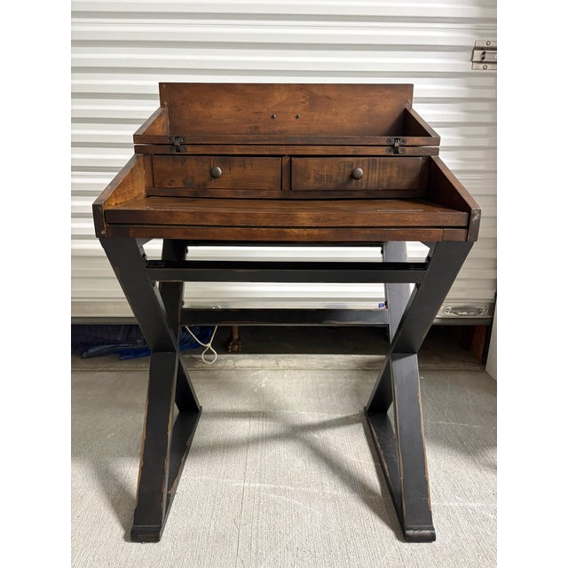 Writing Desk or Secretary Style Desk on Trestle Style Legs, 21st Century For Sale - Image 9 of 9