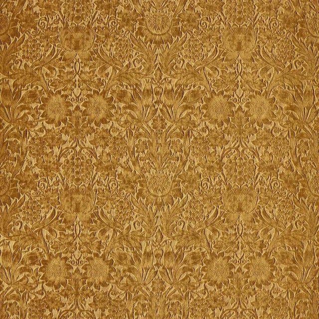 Morris & Co Sunflower Caffoy Velvet Fabric in Sussex Rush - a Sample For Sale