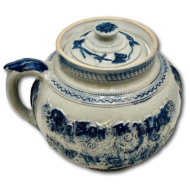 Antique American Stoneware Boston Home the of the Bean & Spirit of 76 Bunker Hill Baked Bean Pot in Pristine Condition For Sale - Image 12 of 18