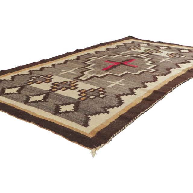 78351 Vintage Ganado Navajo-Style Kilim Rug, 03'09 x 07'01. This handwoven wool vintage Ganado Navajo-style rug captures...