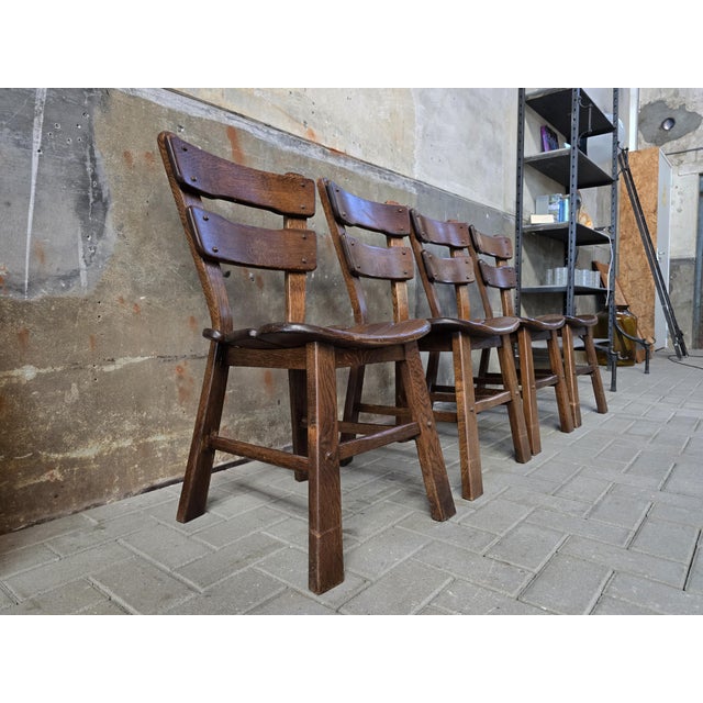 Wood Brutalist Oak Dining Chairs, 1970s, Set of 4 For Sale - Image 7 of 18