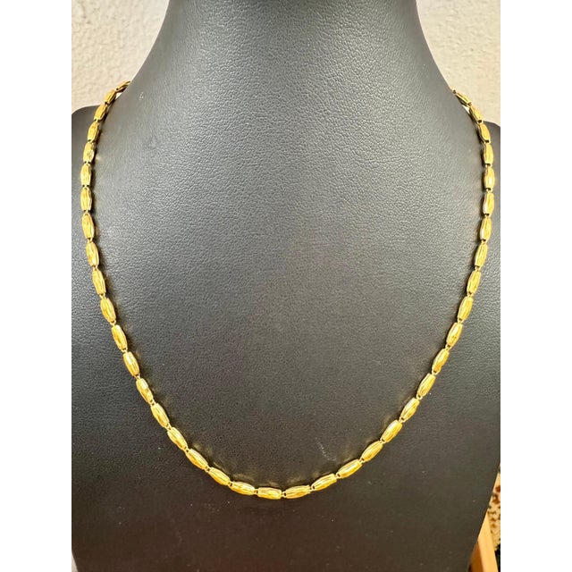 Yellow 24 Karat Pure Gold Hand Made Yellow Gold Tube Chain Necklace, 4 Gm, 16 Inch For Sale - Image 8 of 8