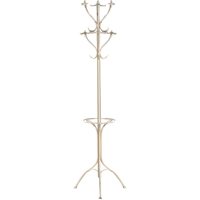 Vintage White Iron Coat Rack, 1920 For Sale