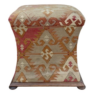 George Smith Style Kilim Ottoman Stool W Storage For Sale