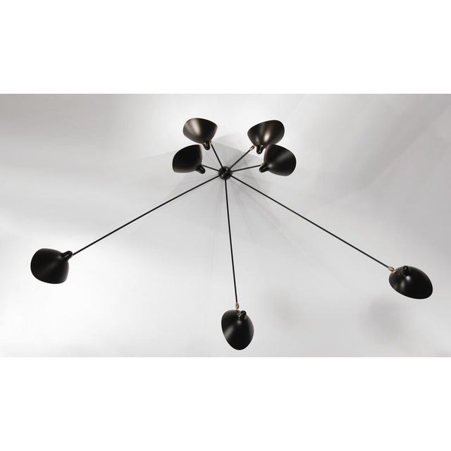 Contemporary Black Seven Fixed Arms Spider Wall Lamp by Serge Mouille For Sale - Image 3 of 11