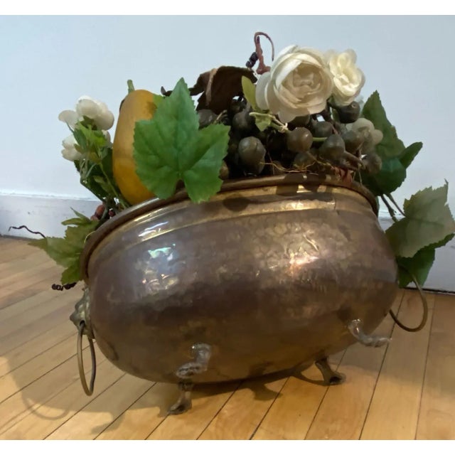 Vintage Cachepot Planter by Jsf Imports With Faux Bouquet For Sale - Image 9 of 13