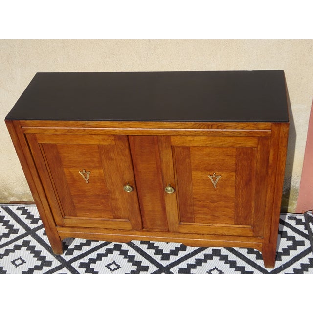 Vintage Oak and Veneer Sideboard with Gilt Handles, 1950s For Sale - Image 13 of 18