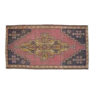 1970s Small Rug, Entryway Rug, Bath Mat, Kitchen Decor, Turkish Rug, Doormat 1'11" X 3'7" For Sale