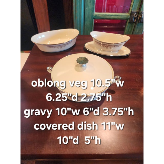 Vintage Lenox Lace Point vegetable dish,covered serving dish and gravy boat.