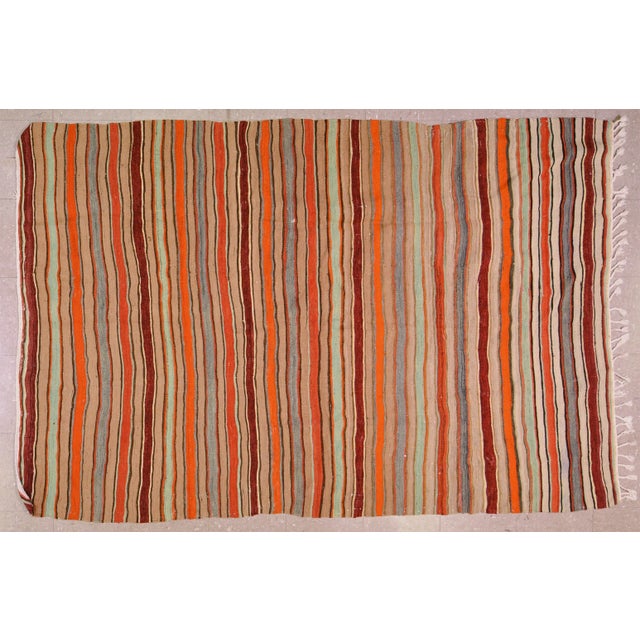 1950s Vintage Turkish Anatolian Hand Knotted Organic Wool Fine Weave Kilim,5'1"x7'8" For Sale - Image 5 of 5