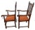 Jacobean Pair of Antique Jacobean Revival Barley Twist Oak Armchairs Rust & Gold Damask For Sale - Image 3 of 13