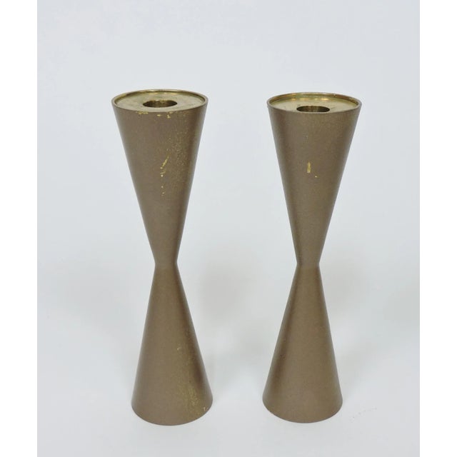 Mid-Century Modern Mid Century Modern Cone Brass Candle Holders- Set of 2 For Sale - Image 3 of 12
