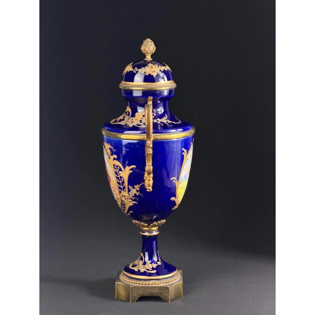 Blue French Cobalt Blue Porcelain Urn with Gilt Decoration, Paris, 1880-1900 For Sale - Image 8 of 11