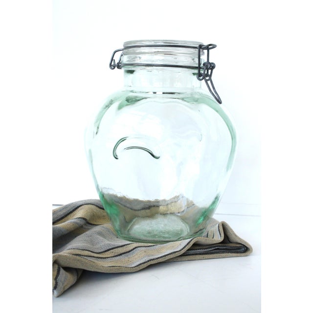 Farmhouse Vintage French Glass Storage Jar/Wire-Bail For Sale - Image 3 of 6